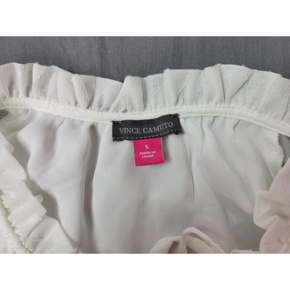 NWT Vince Camuto Womens Jacquard Zebra Print  Split Neck Blouse Ivory Small‎ - Picture 6 of 11